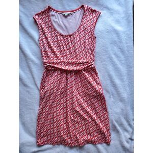Boden Bird Margot Dress Women's Cap Sleeve Size 8 Regular Birds Red & White